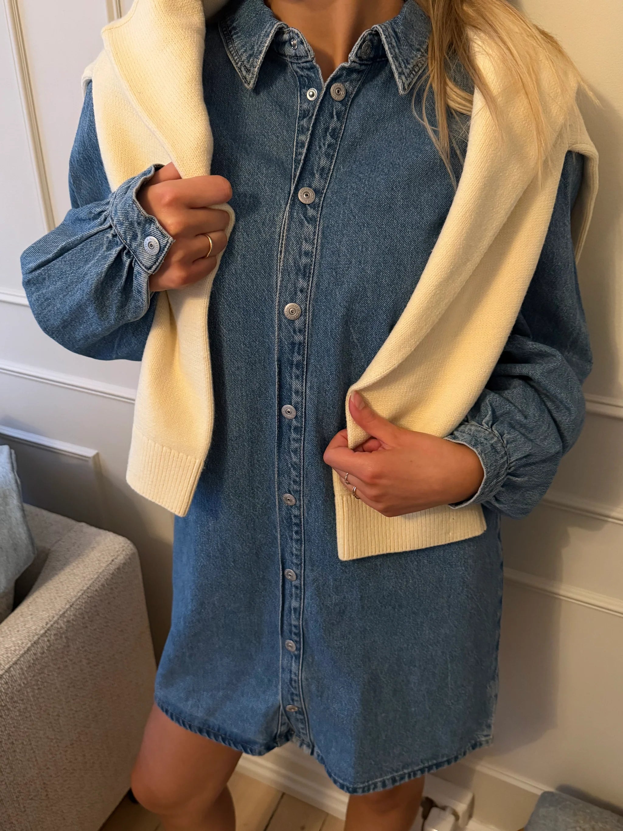 PCRITT Short Dress - Light Blue Denim